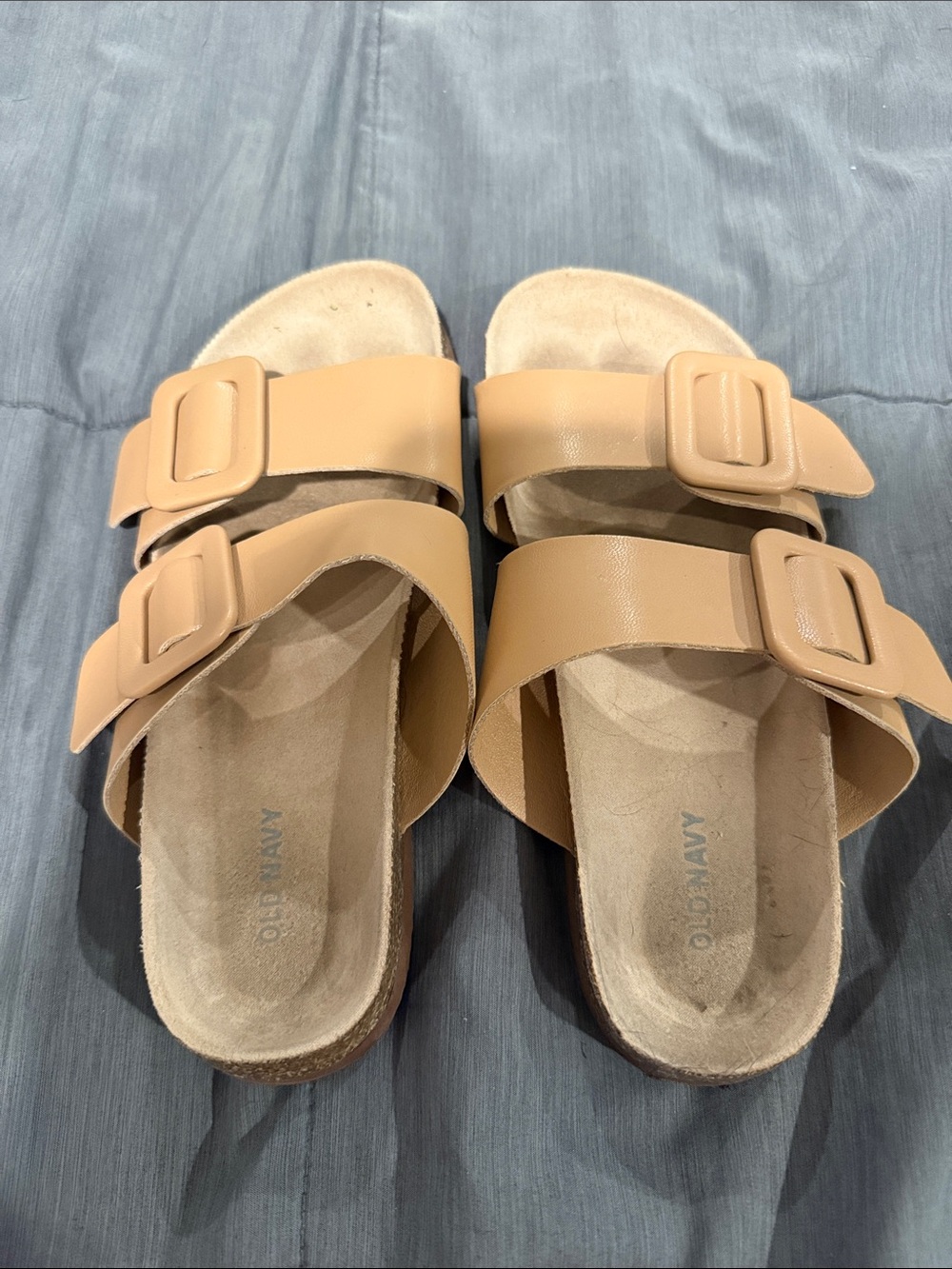 Old Navy Tan Double-Buckle Slide Sandals